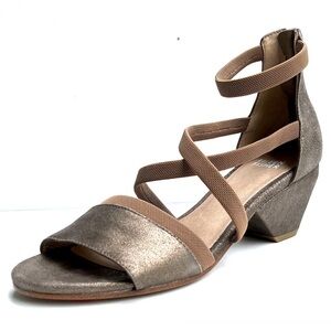 Eileen Fisher Mirth Heel Sandal bronze suede metallic short block heels size 7.5